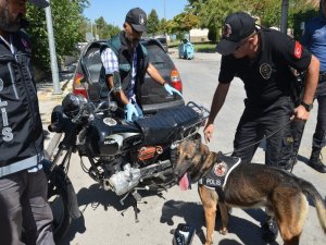 Okul Önünde Motosiklete Zulananan Esrarı, Narkotik Köpeği Buldu