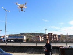 Trafik Ekiplerinden Droneli Uygulama