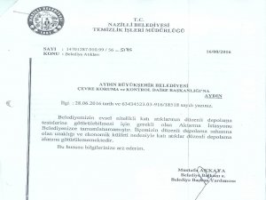 Aydın Büyükşehir Belediyesinden Vahşi Depolama Açıklaması