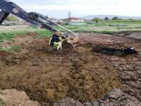 Tezek Birikintisinden Çıkamayan İneği İtfaiye Kurtardı