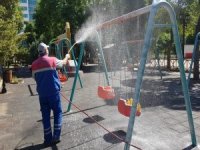 Turgutlu’da Parklar Çocuklar İçin Dezenfekte Edildi