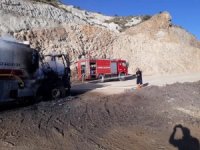 Gölet Çalışmasında Yanan Arazöz Kullanılamaz Hale Geldi