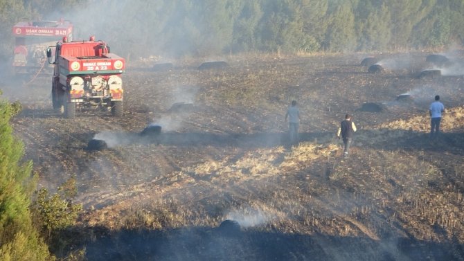 Uşak’ta Korkutan Tarla Yangını