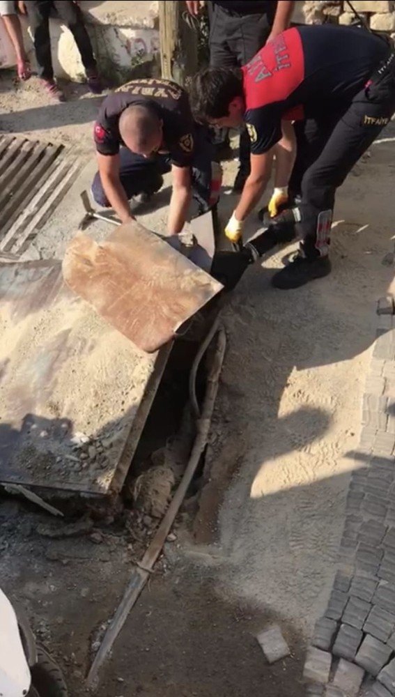 Menfeze Sıkışan Köpeği İtfaiye Kurtardı