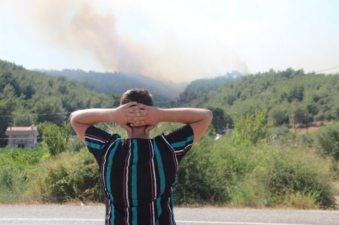 İzmir’deki Orman Yangınında Alevler Mahalleyi Tehdit Ediyor